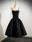 Simple A Line Satin Black Short Prom Dress, Cute Black Homecoming Dresses