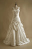 Simple A Line Satin Lace Long Prom Dress Sweetheart Neck White Beaded Wedding Dresses