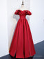 Simple A Line Satin Long Prom Dress, Burgundy Bridesmaid Dresses