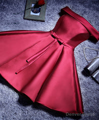 Simple A Line Satin Short Prom Dresses, Formal Bridesmaid Dresses