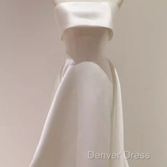 Simple A Line Strapless Satin Ivory Wedding Dresses