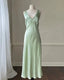 Simple A Line Straps Mint Green Long Prom Dresses