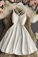 Simple A Line V Neck Short Dress Homecoming Dress