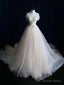 Simple Ball Gowns Lace up Ivory Tulle Off The Shoulder Wedding Prom Dress, Ivory Prom Dresses