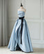 Simple Blue Satin Long Prom Dress, Blue Long Prom Dresses