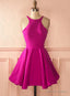 Simple Cheap Homecoming Dress Short Satin Dress Mini Prom Dresses With Open Back