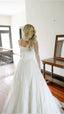 Simple Classic White A Line Strap Satin Tulle Long Prom Dress Wedding Dresses
