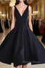 Simple Cute V Neck Short Black Prom Dress, Cute Black Homecoming Dress, Graduation Dresses