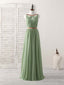 Simple Green Chiffon Long Prom Dress, Green Bridesmaid Dresses