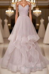 Simple Lotus root starch tulle long prom Dresses, tulle evening Dresses