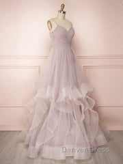 Simple Lotus root starch tulle long prom Dresses, tulle evening Dresses