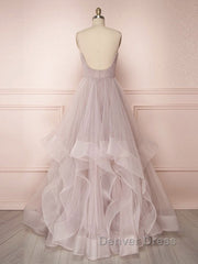 Simple Lotus root starch tulle long prom Dresses, tulle evening Dresses