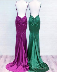 Simple Mermaid Satin V Neck Bridesmaid Dresses