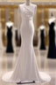 Simple Mermaid Satin White Long Wedding Dress Brides Dresses