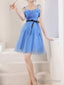 Simple Mini Short Blue Prom Dress, Cute Blue Homecoming Dresses