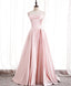 Simple Pink Satin Long Prom Dress, Pink Formal Bridesmaid Dress