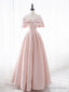 Simple Pink Satin Long Prom Dress, Pink Bridesmaid Dresses