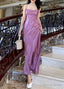 Simple purple Prom Dress satin pleated long prom Dresses