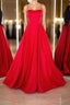 Simple red satin long prom Dress, red backless long Prom Dresses