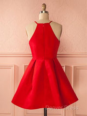 Simple Red Short Prom Dresses, Short Red Homecoming Dresses, Red Short Mini Formal Dresses