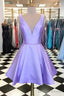 Simple Satin Short Prom Dress Lavender Homecoming Dresses