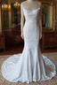 Simple Spaghetti Straps Satin Mermaid Ivory Wedding Dresses Bridal Gowns