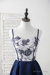 Simple Sweetheart Dark Blue Short Prom Dress Blue Homecoming Dress