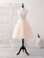 Simple Sweetheart Tulle Short Prom Dress Champagne Bridesmaid Dresses