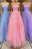 Simple tulle sequin long prom Dresses, tulle formal Dresses