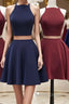Simple two pieces short prom Dress, homecoming Dresses
