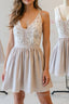 Simple v neck lace short prom Dress, homecoming Dresses