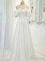 Simple White Satin Off the Shoulder Pleats Wedding Dresses