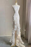 Simple Mermaid Prom Gowns With Ruffles, Spaghetti Straps Backless Dresses For Date