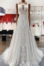 Simply Long A Line Tulle Lace Open Back Wedding Dresses