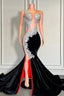 Sleeveless Long Black Velvet Mermaid Prom Dress With Appliques And Beads