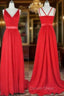 Sleeveless V Neck Sweep Train A Line Chiffon Bridesmaid Dresses