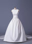 Soft Satin Ball Gowns Wedding Dresses With Detachable Train Floor Length