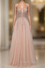 Spagehetti Strap V Neck Sleeveless Prom Dresses with Beading