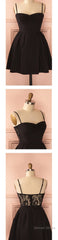 Spaghetti Strap Black Simple Lace Cheap Sexy Homecoming Dress