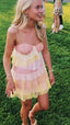 Spaghetti Straps Chiffon Lace Homecoming Dress Mini Prom Dresses,