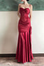 Spaghetti Straps Red Mermaid Long Prom Dresses