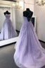 Spaghetti Straps Sweetheart Prom Dress Tulle Floral Appliques Backless Prom Dresses