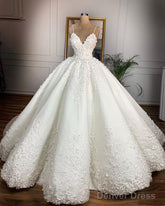 Spaghetti Straps Wedding Dress Ball Gown Appliques