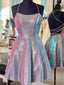 Sparkle Criss Cross Short Purple Prom Dress, Shiny Short Purple Prom Homecoming Dresses
