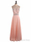 Sparkling Ombre Chiffon Beaded Baby Pink Long Cheap Prom Dresses A Line Zipper Up