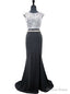 Sparkly Beaded Top Scoop Neckline Sleeveless Crystals Prom Dresses