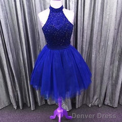 Sparkly Beading Halter Tulle Homecoming Dress