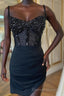 Sparkly Black Corset Sequin Tight Homecoming Dresses