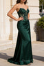 Sparkly Corset Strapless Dark Green Mermaid Long Prom Dresses