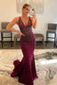 Sparkly Fuchsia Sequins Backless Mermaid Long Prom Dresses